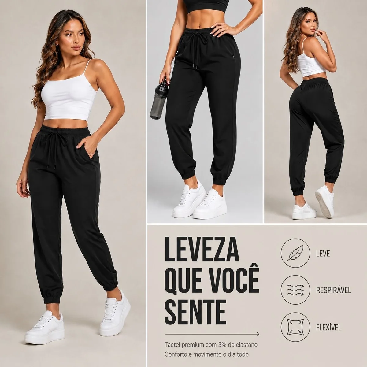 Calça Jogger Tactel Soltinha Slim Academia