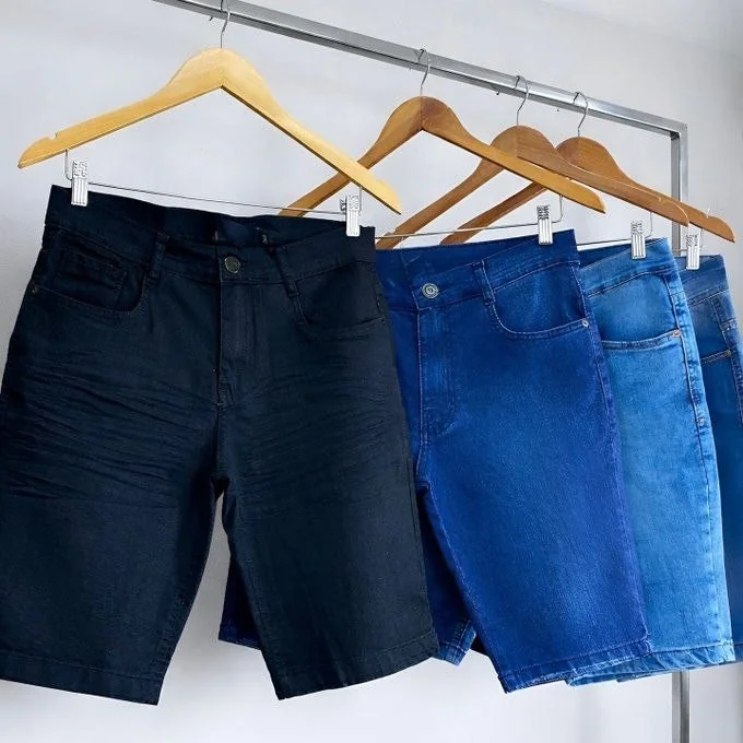 Kit 3 Bermudas Jeans Masculina Plus