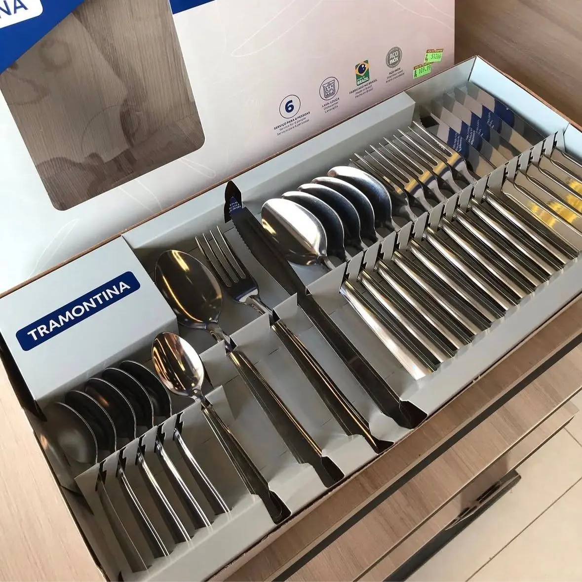 Jogo Talheres Faqueiro Búzios Aço Inox 24 Peças Tramontina Aço Inoxidável