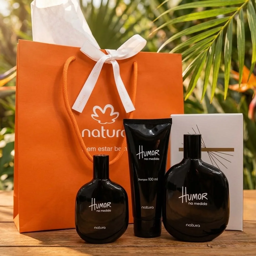 Kit Humor Na Medida Natura • Perfume 75ml • ⁠Shampoo 100ml • ⁠Miniatura 25ml