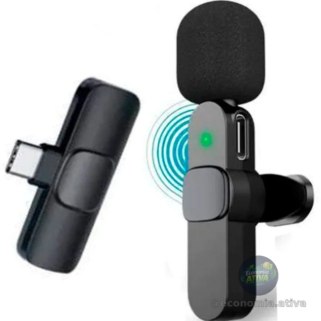 Microfone de Lapela Sem Fio Vlog Tipo C MING
