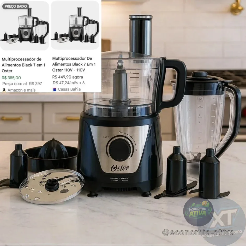 🚨 Multiprocessador de Alimentos Black 7 em 1 Oster - 127V