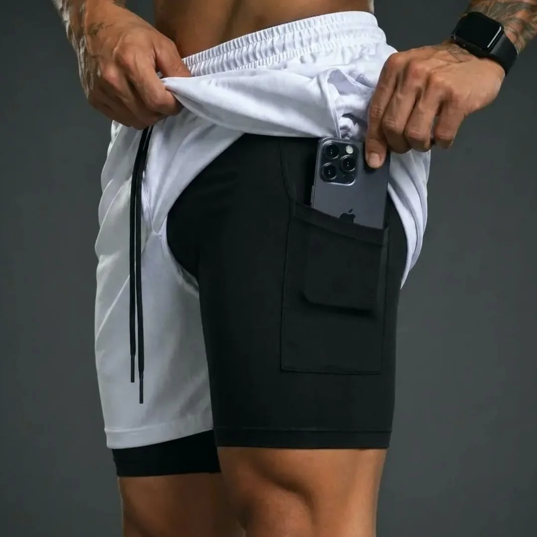 Kit 4 Shorts 2 Em 1 Duplo Dryfit