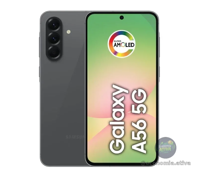 Smartphone Samsung Galaxy A56 5G 256GB, 8GB RAM, Câmera 50MP, IP67, Super AMOLED 6.7", Recursos AI, Preto