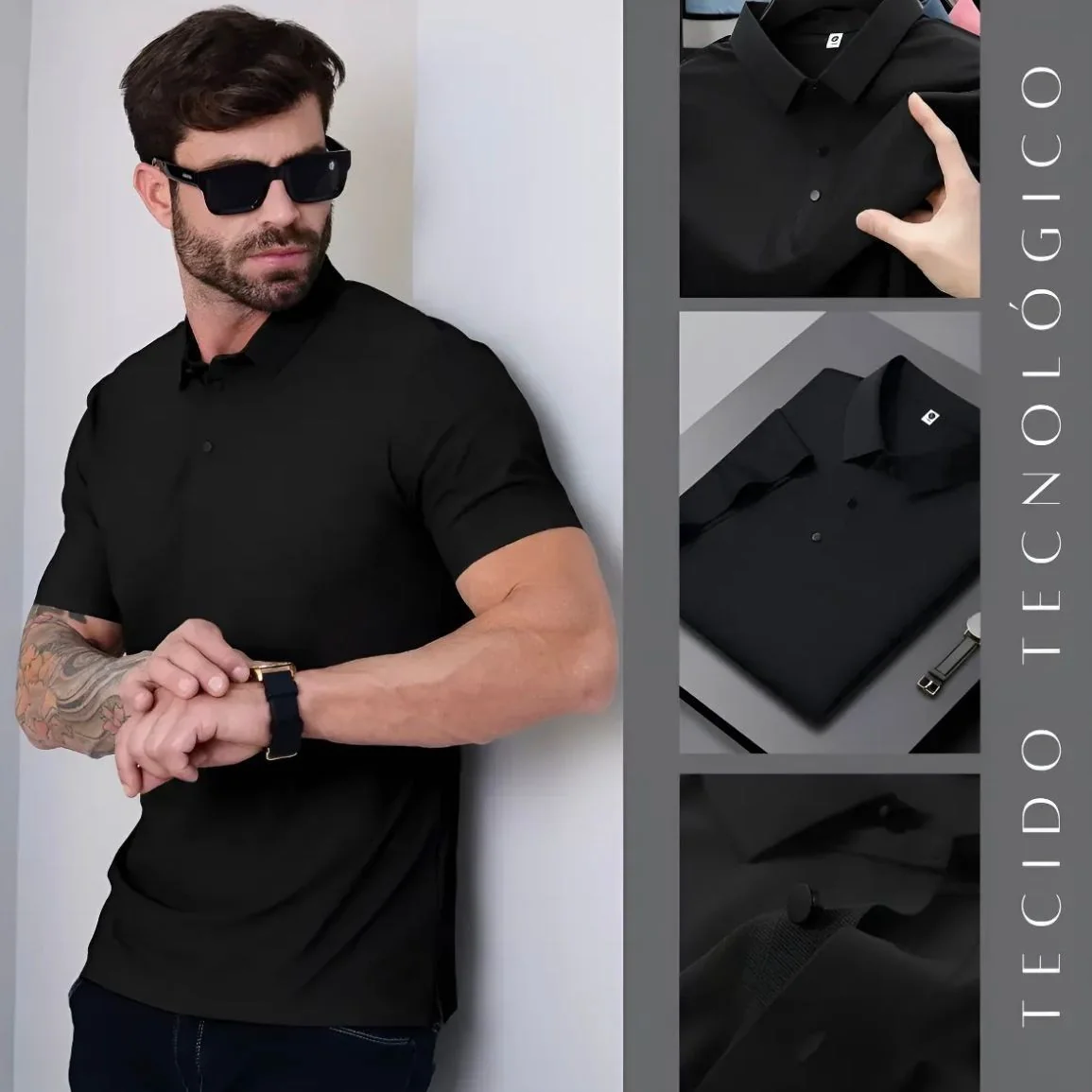 Camisa Polo Tecido Tech Confortável