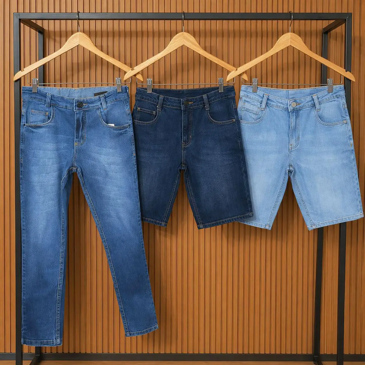 Kit 2 Bermudas 1 Calça Jeans Skinny Lycra