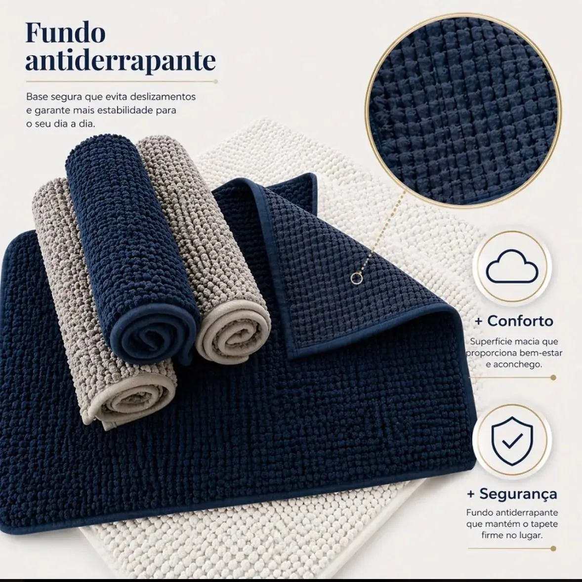 Kit 3 Tapetes De Banheiro Microfibra Bolinha