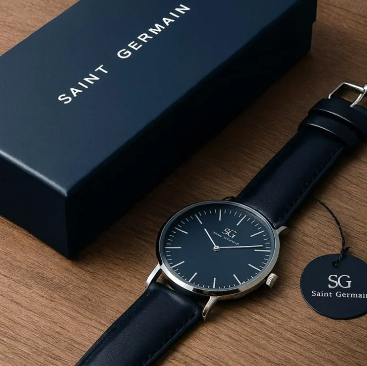 Relógio Masculino Saint Germain Murray De Quartzo Com Pulseira Preta E Caixa Prateada De 40mm Preto Prateado
