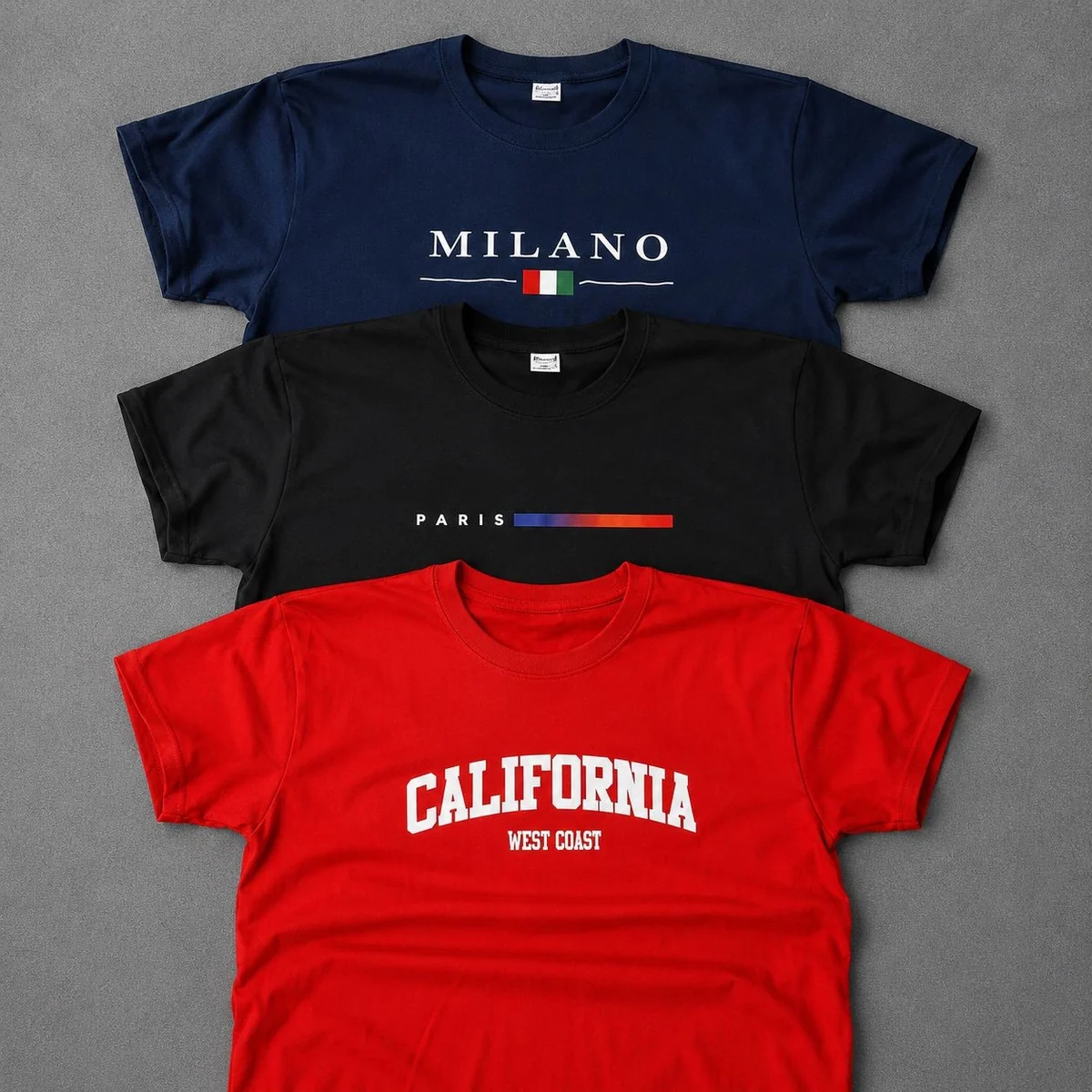 Kit 3 Camisetas Masculinas Paris, Califórnia e Milano