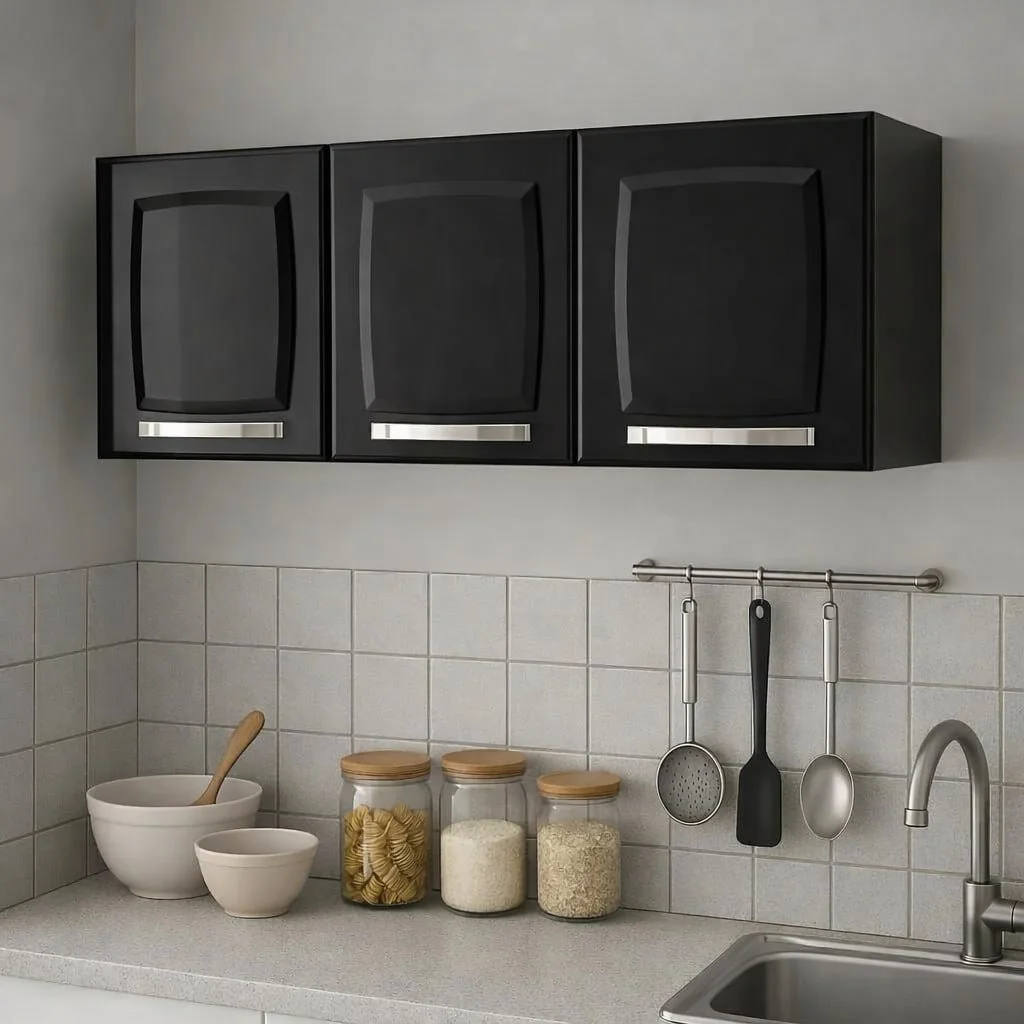 Armário Para Cozinha 3 Portas Rose Itatiaia Af Preto/branco