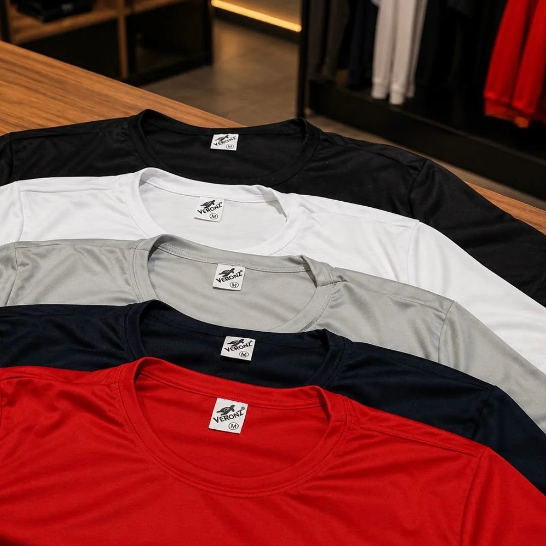Kit 5 Camisetas Básica Dry Fit