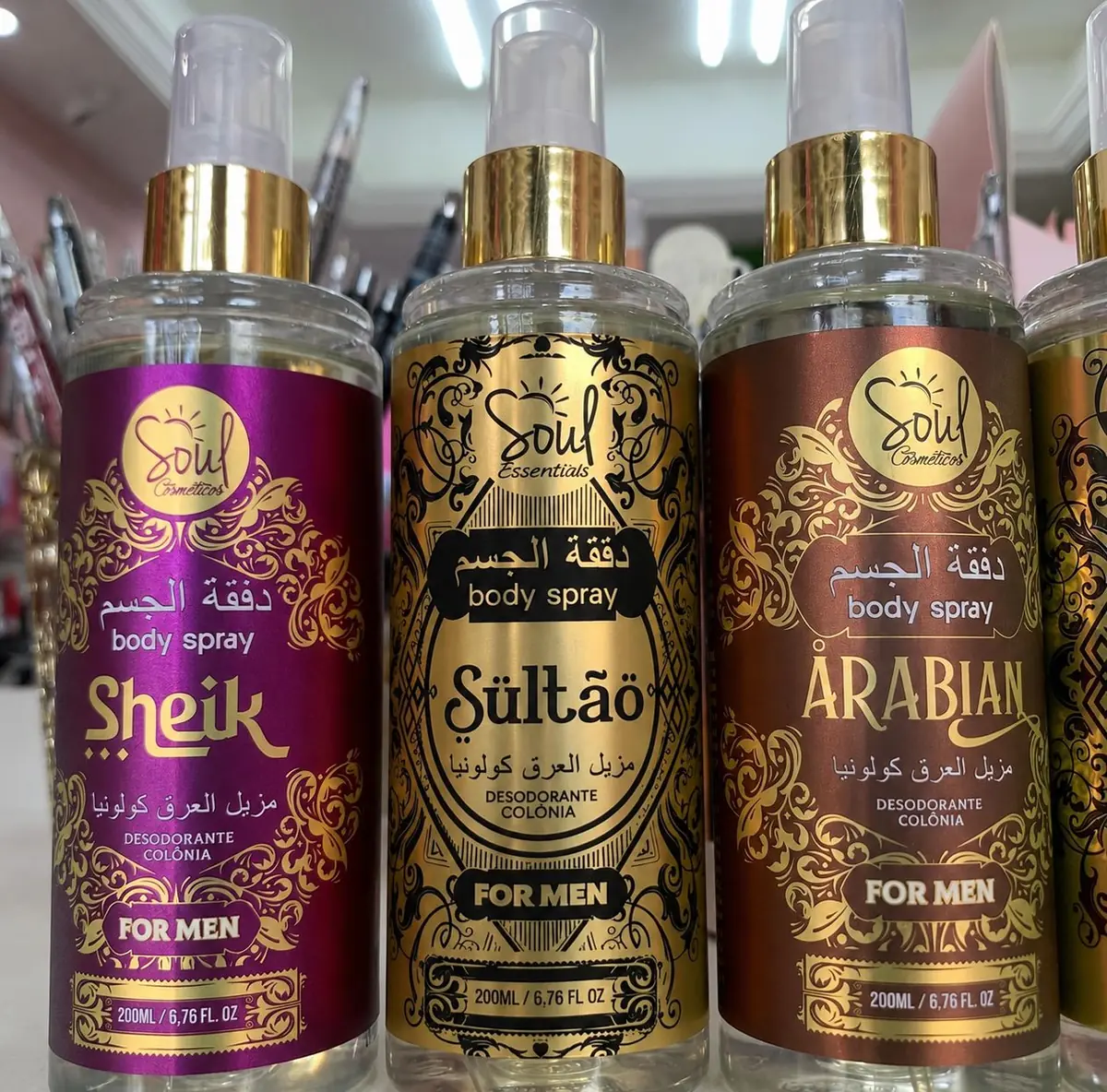 Kit Body Splash Arabe C/3un 200ml Perfume Masculino De Luxo