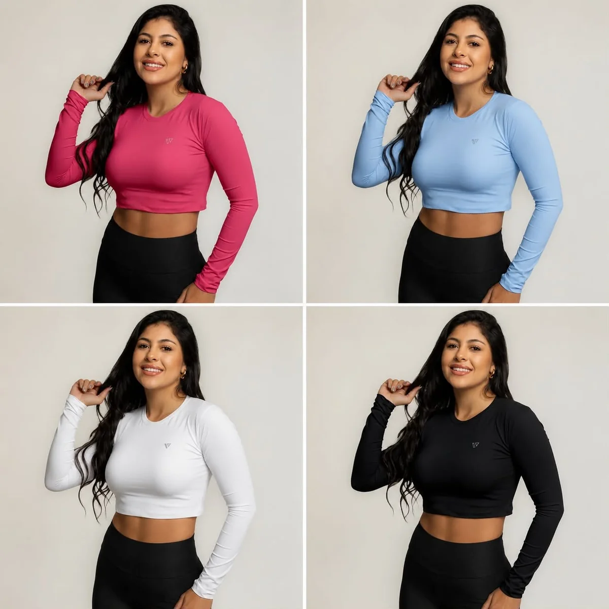 Cropped Poliamida Manga Longa Proteção Uv