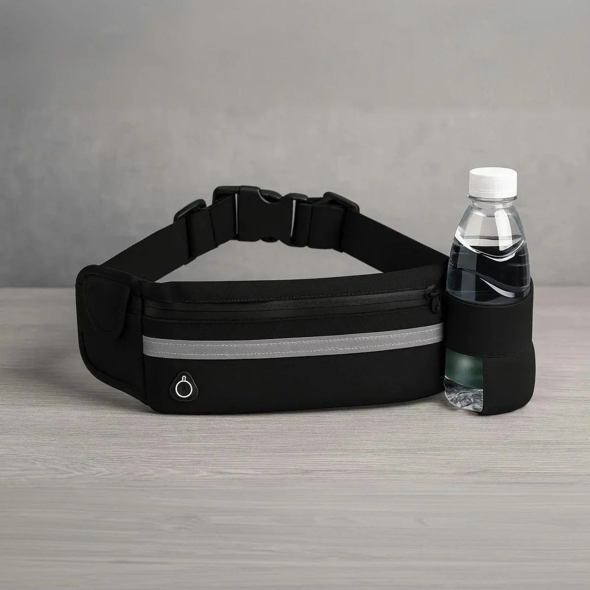 Pochete Esportiva Running Porta Celular E Garrafa Preto Lisa