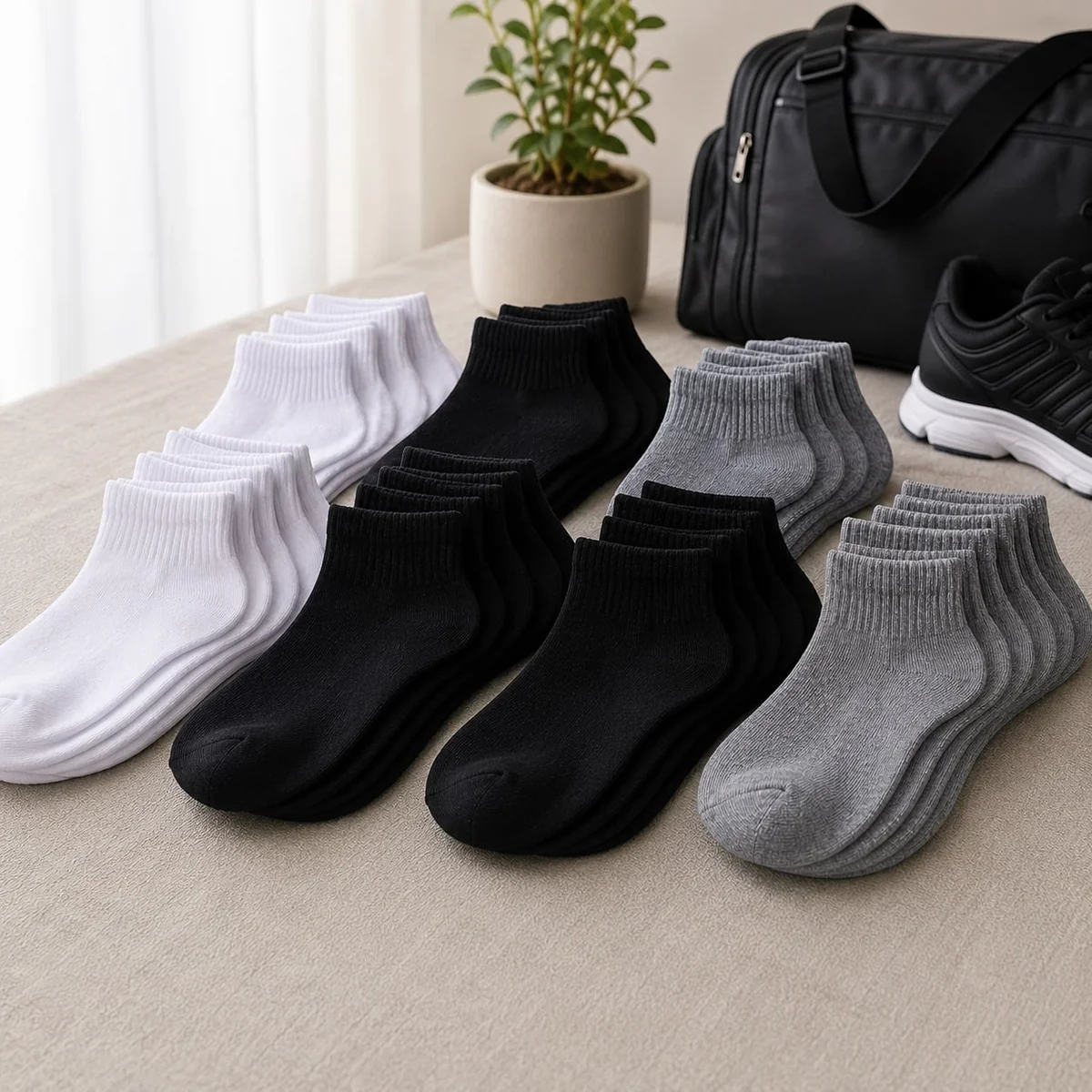 Kit Com 24 Pares De Meias De Algodão Masculino Esportiva