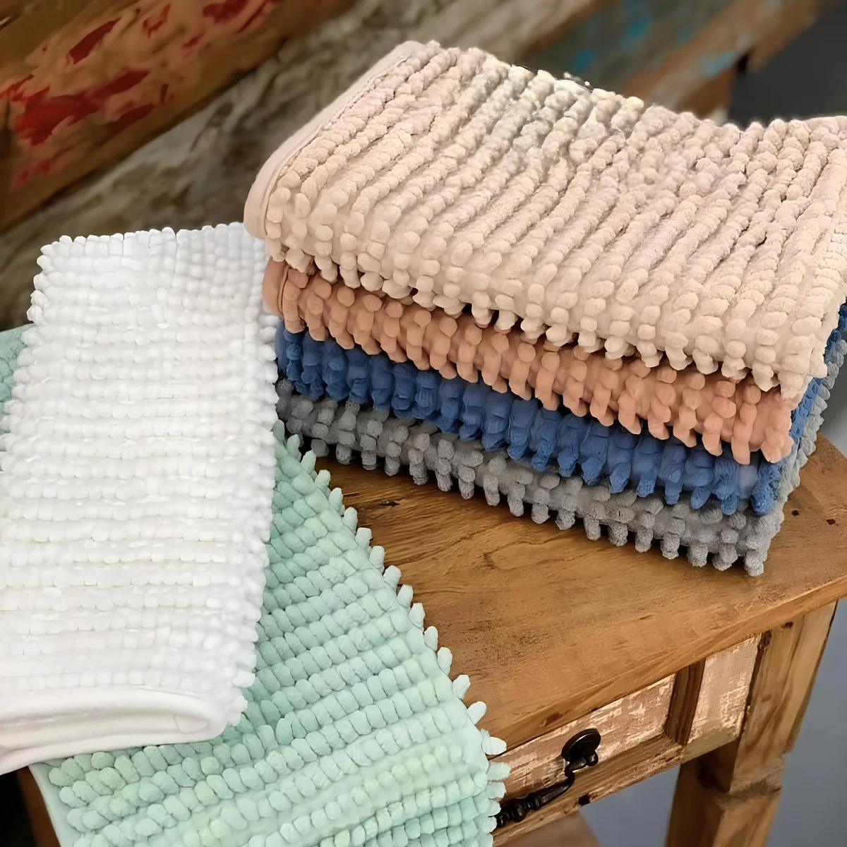 Kit 3 Tapetes Banheiro Microfibra Bolinha Seca Pés