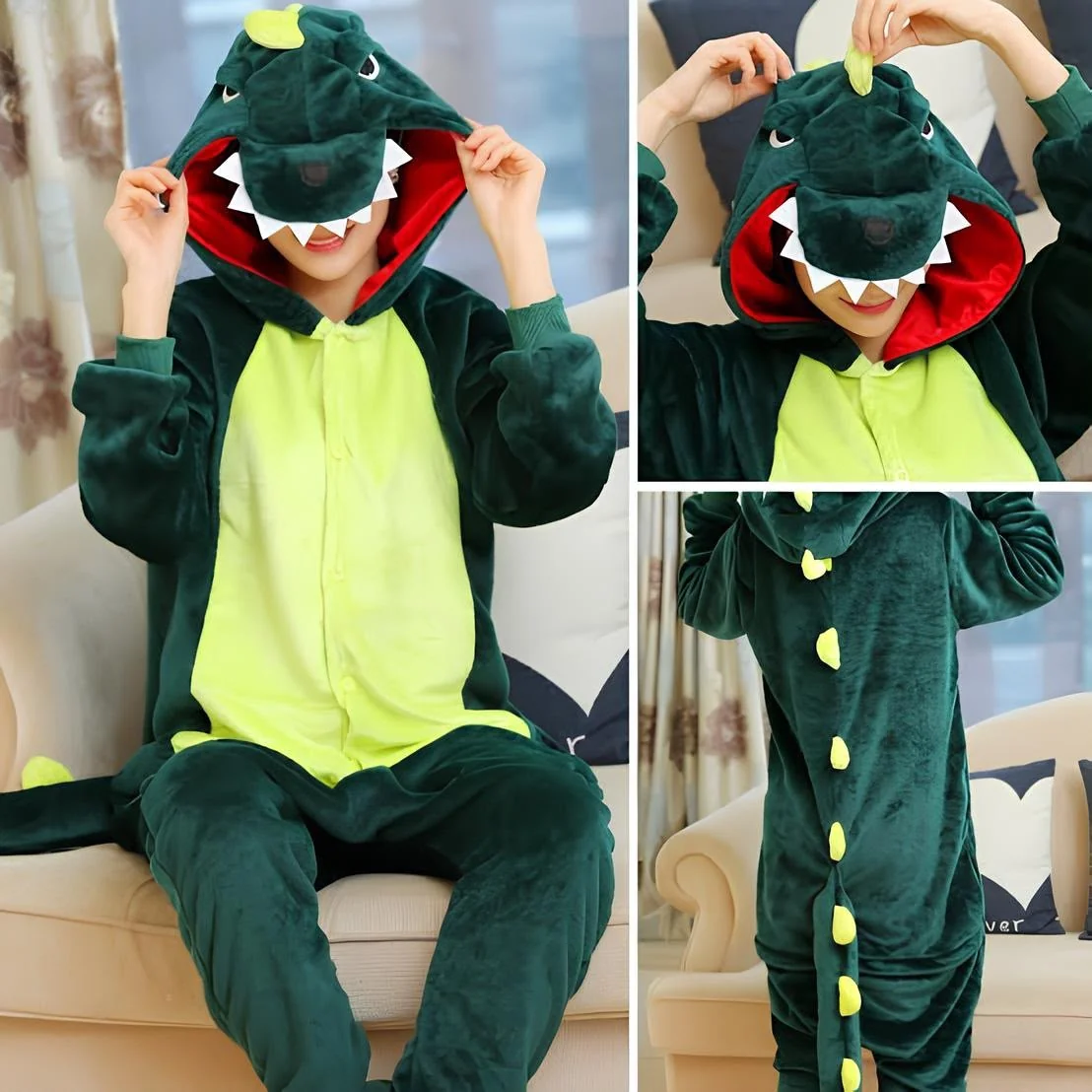 Pijama Macacão Kigurumi Unisex De Dinossauro De Plush