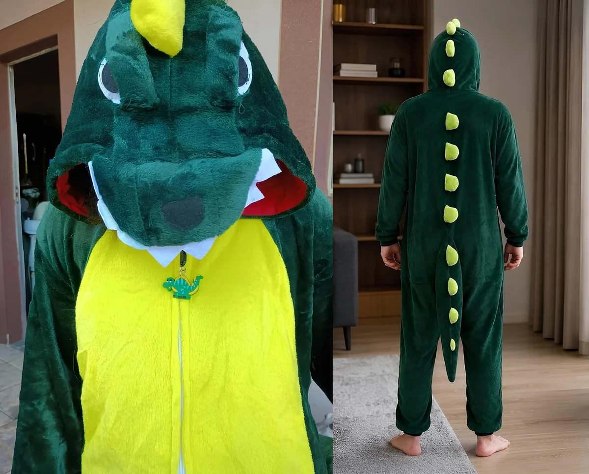 Pijama Macacão Kigurumi Unisex De Dinossauro