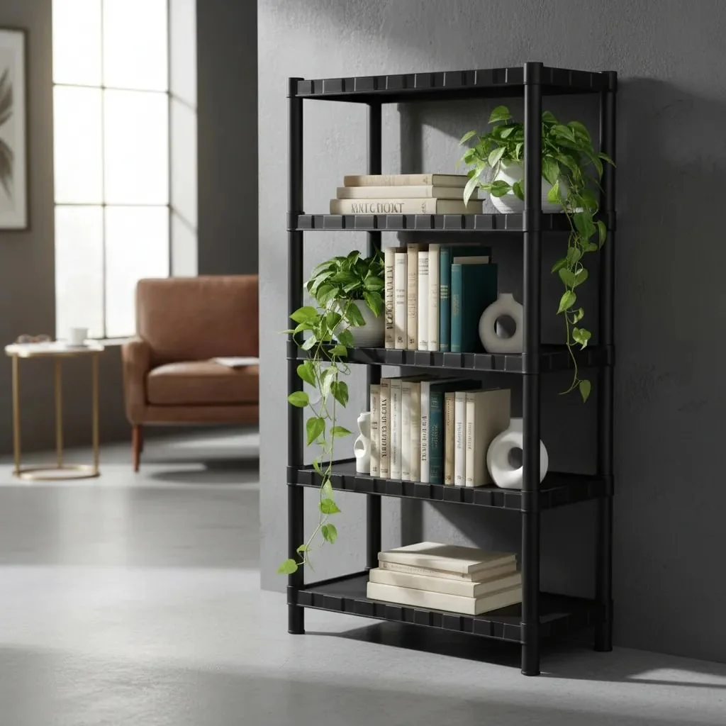 Estante De Plástico Modular 5 Andares Resistente Libery Casa Preto