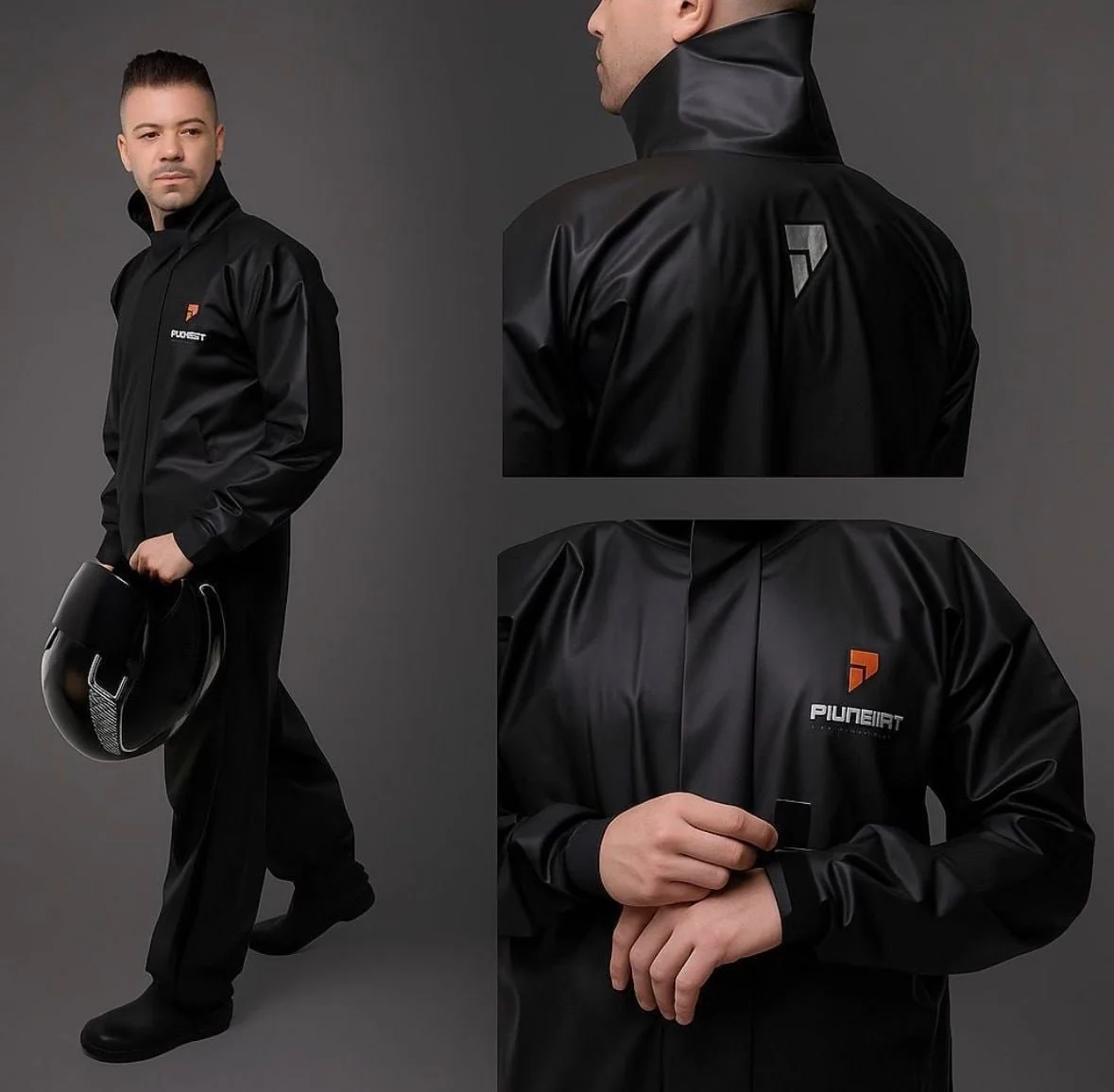 Capa De Chuva Pvc Motoqueiro Impermeável Reforçada Pioneira Preto-laranja Gg