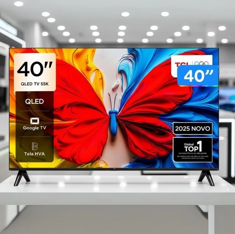 TCL, Smart TV 40” HD QLED, WiFi, Bluetooth, Google TV 40S5K