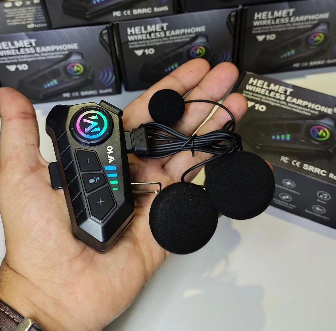 Fone De Ouvido Para Capacete Bluetooth Headset Rgb