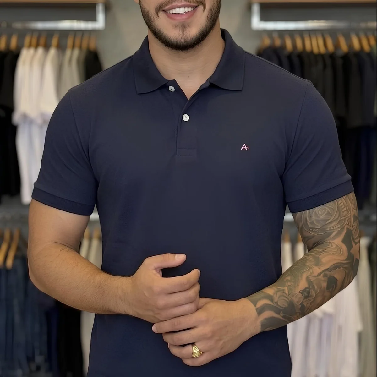 Polo Aramis Masculina Basic Piquet Marinho