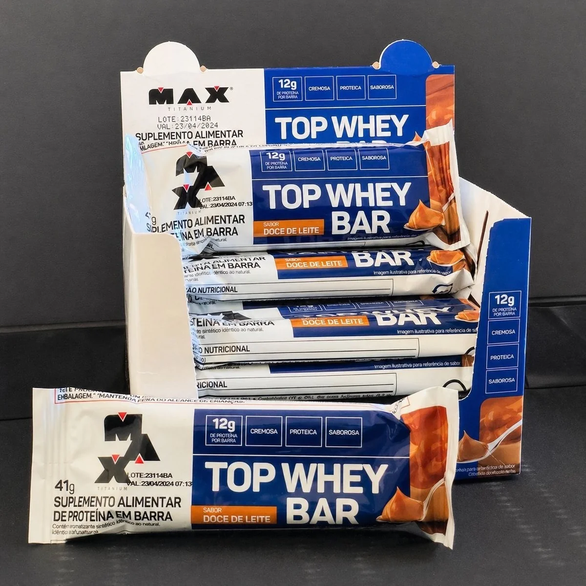 Max Titanium Top Whey Bar 12 Unid De 41G