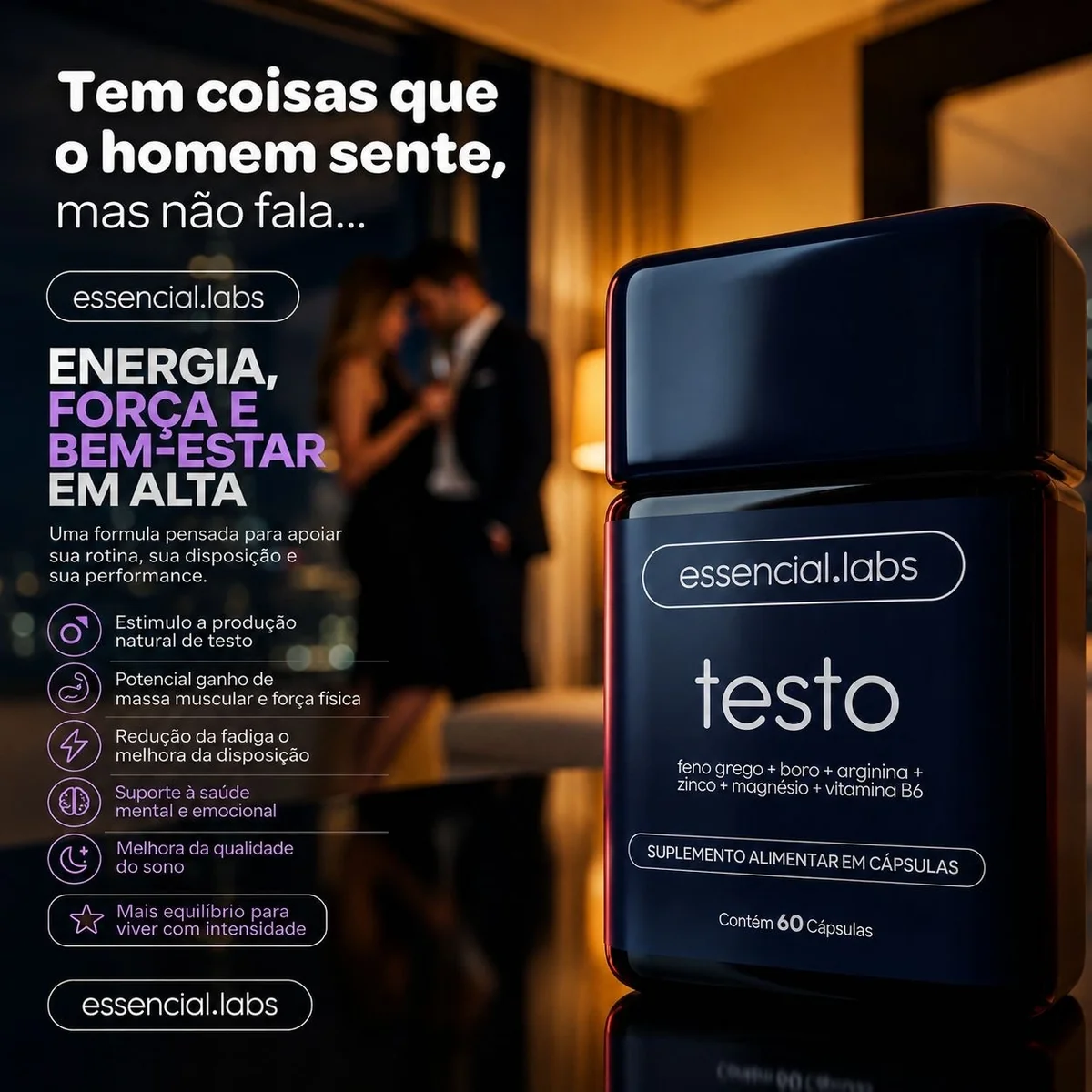 Testo Essencial - Precursor da Testosterona 60caps