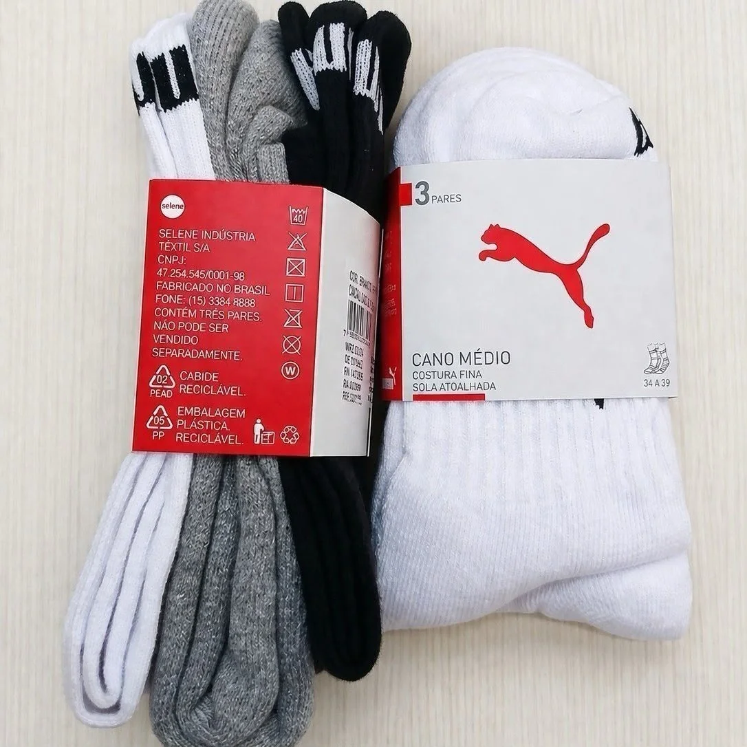 Kit 6 Pares Meias Puma Cano Médio