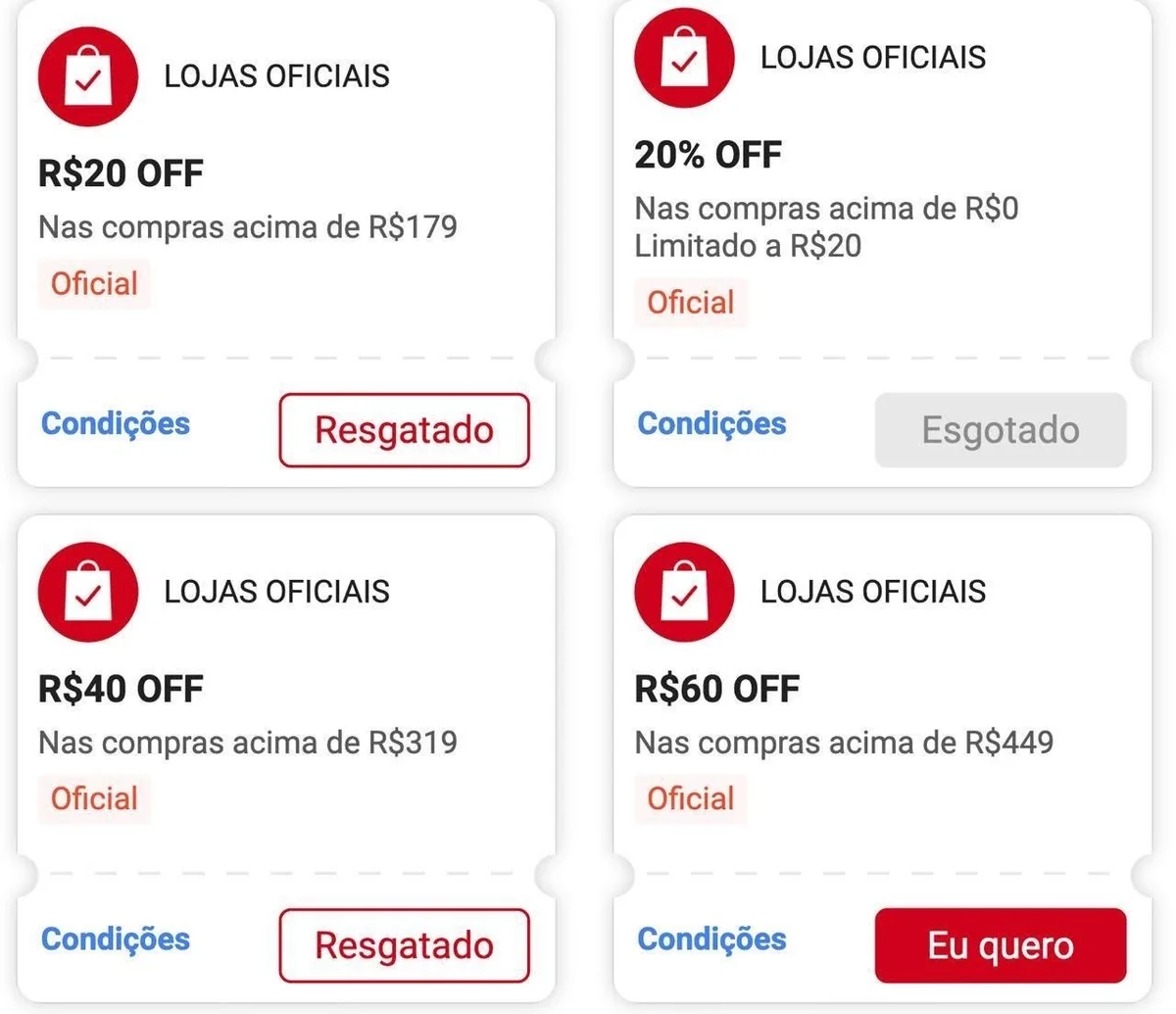 CUPONS SHOPEE RENOVADOS lojas oficiais