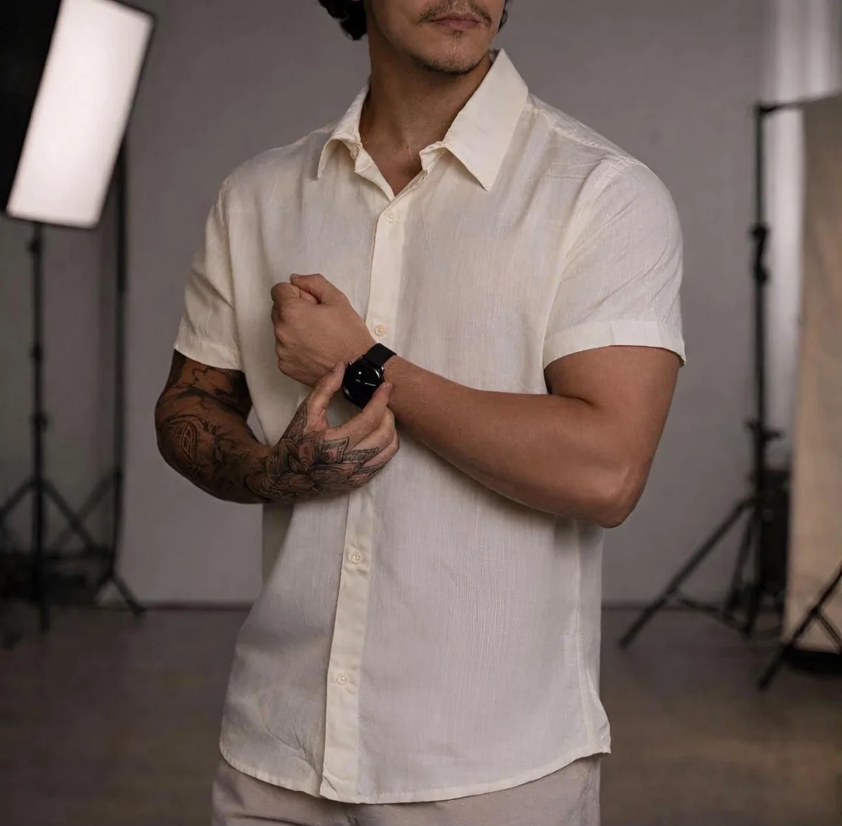 Camisa De Linho Manga Curta