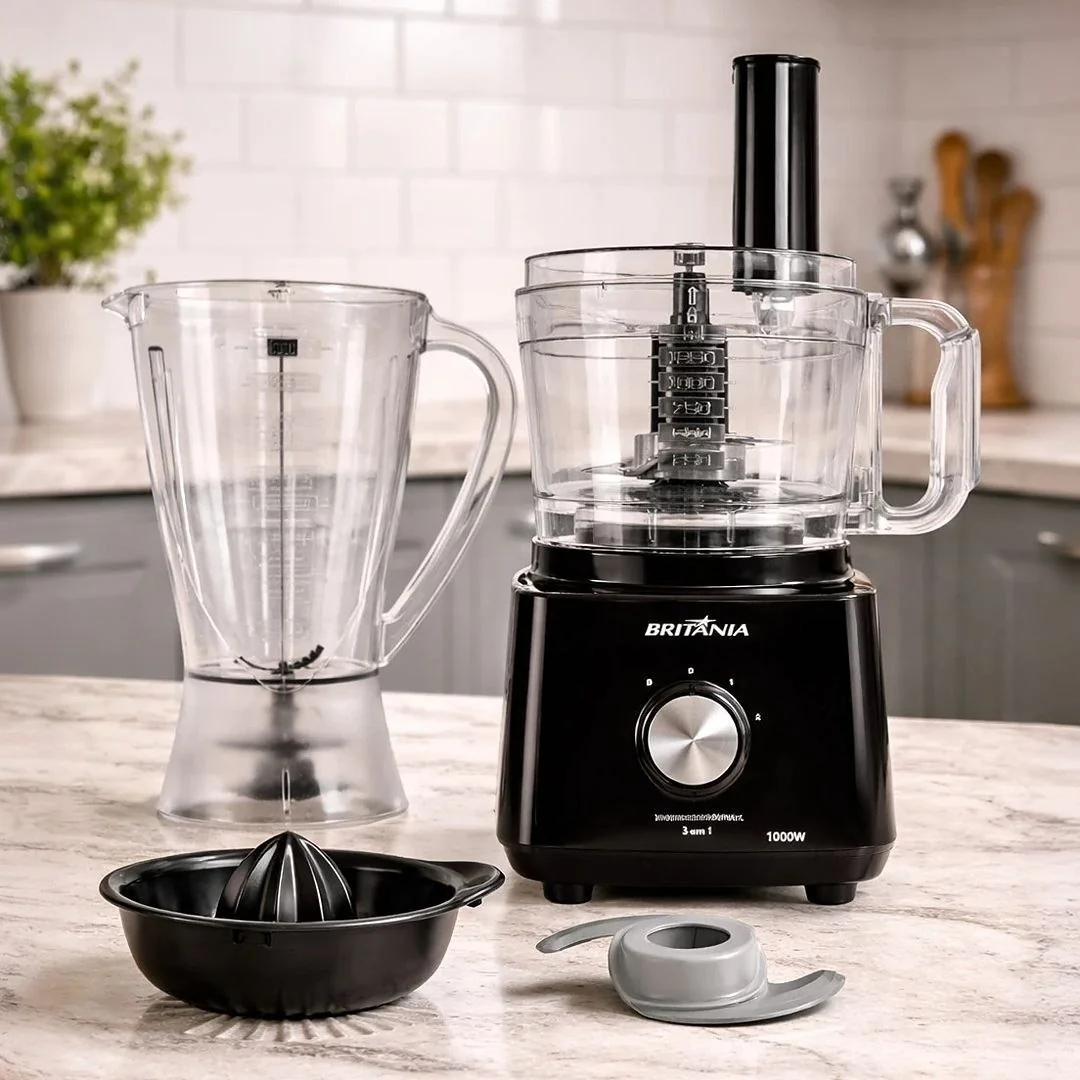 Multiprocessador britânia Bmp900 1000w 3 em 1 inox Preto 127v