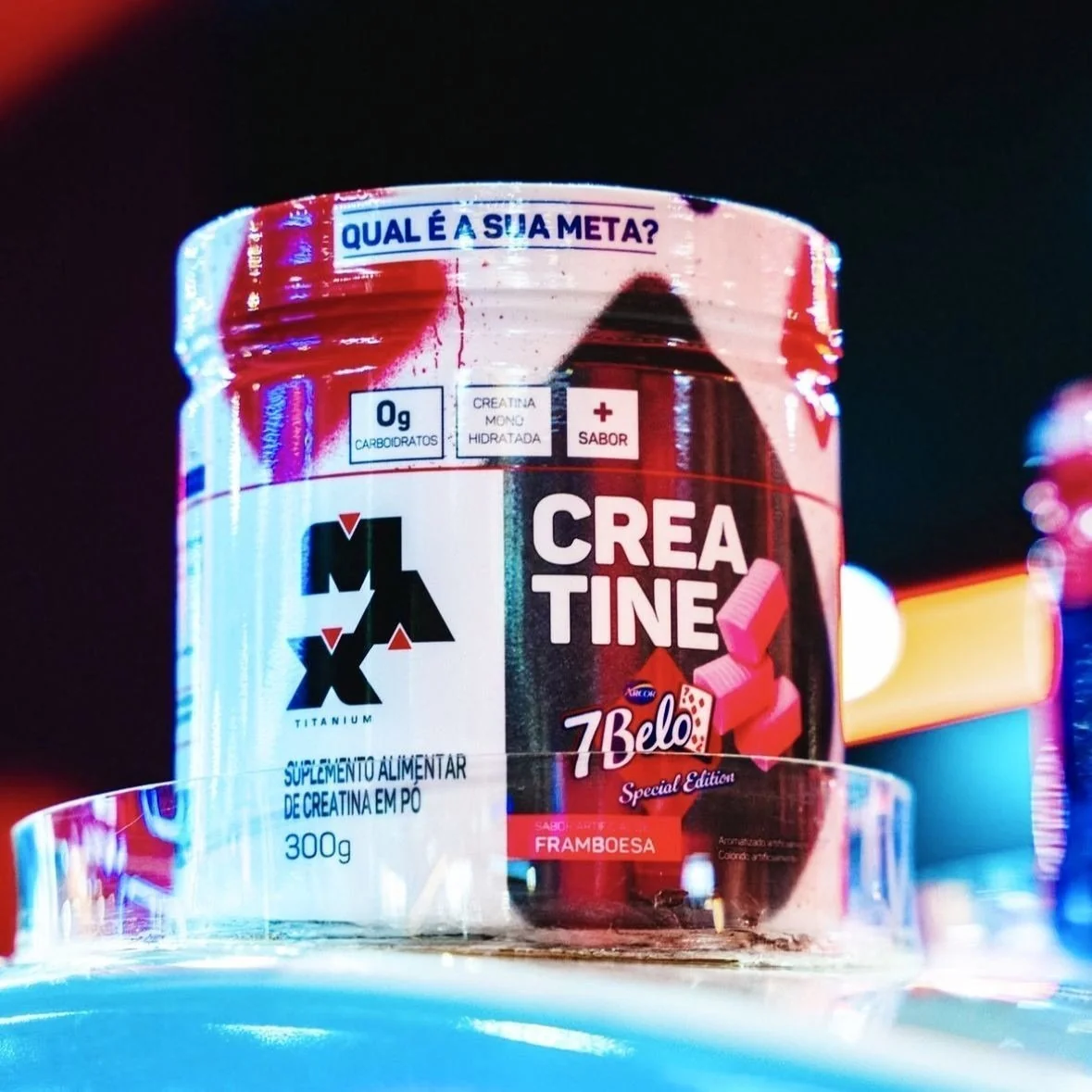 Creatina 7 Belo Max Titanium Monohidratada Pote 300g - Sabor Framboesa