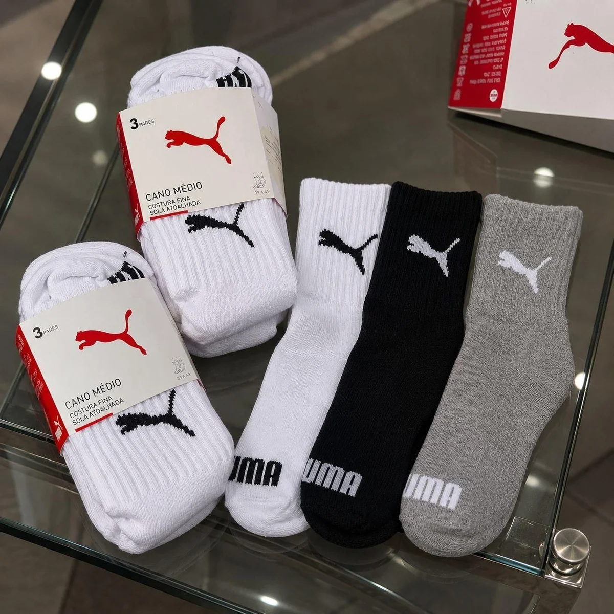 Kit 6 Pares Meias Puma Cano Médio