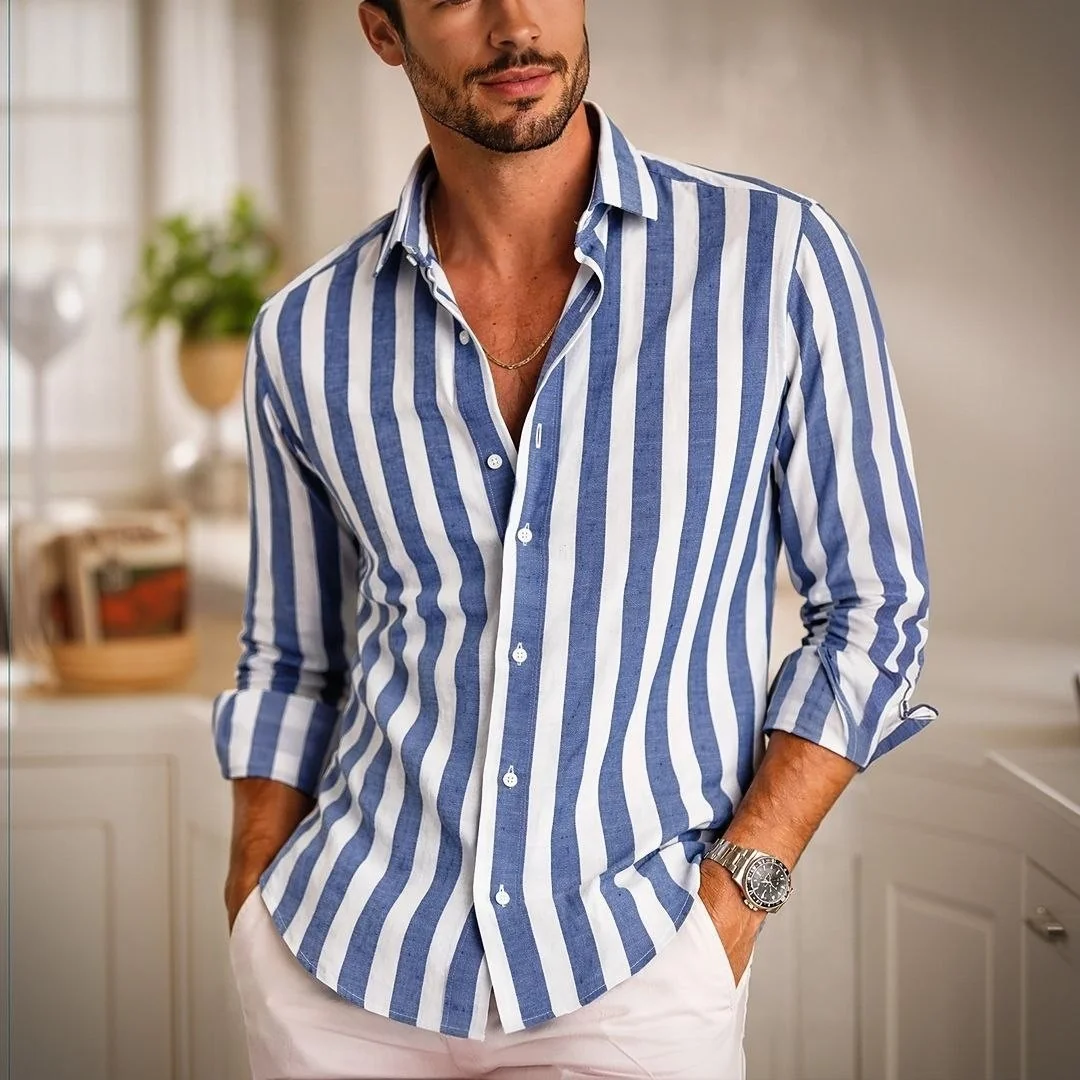 Camisa Listrada De Manga Longa