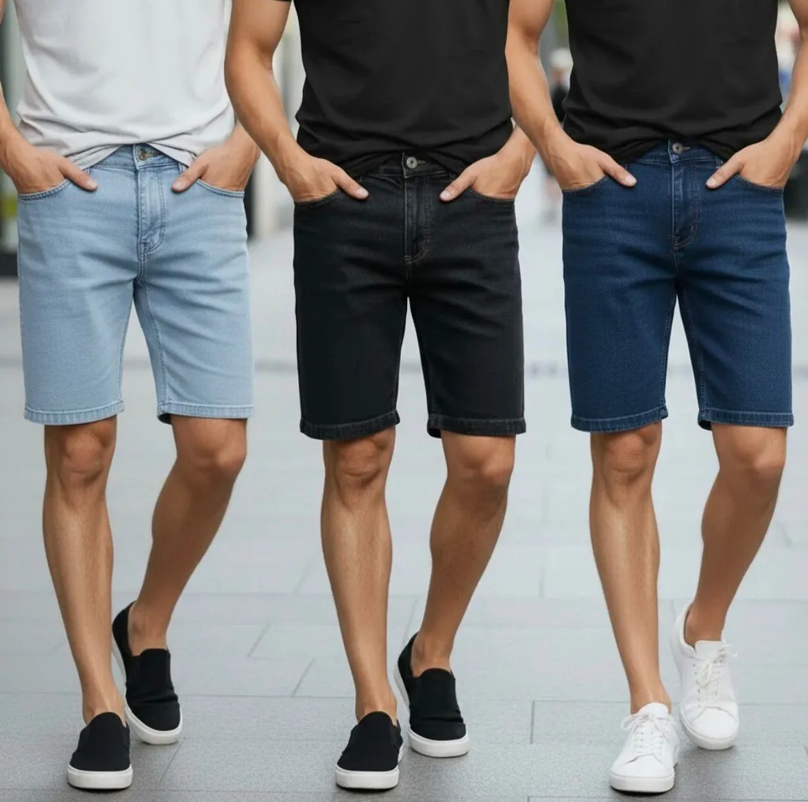 Kit 3 Bermudas Jeans Masculinas