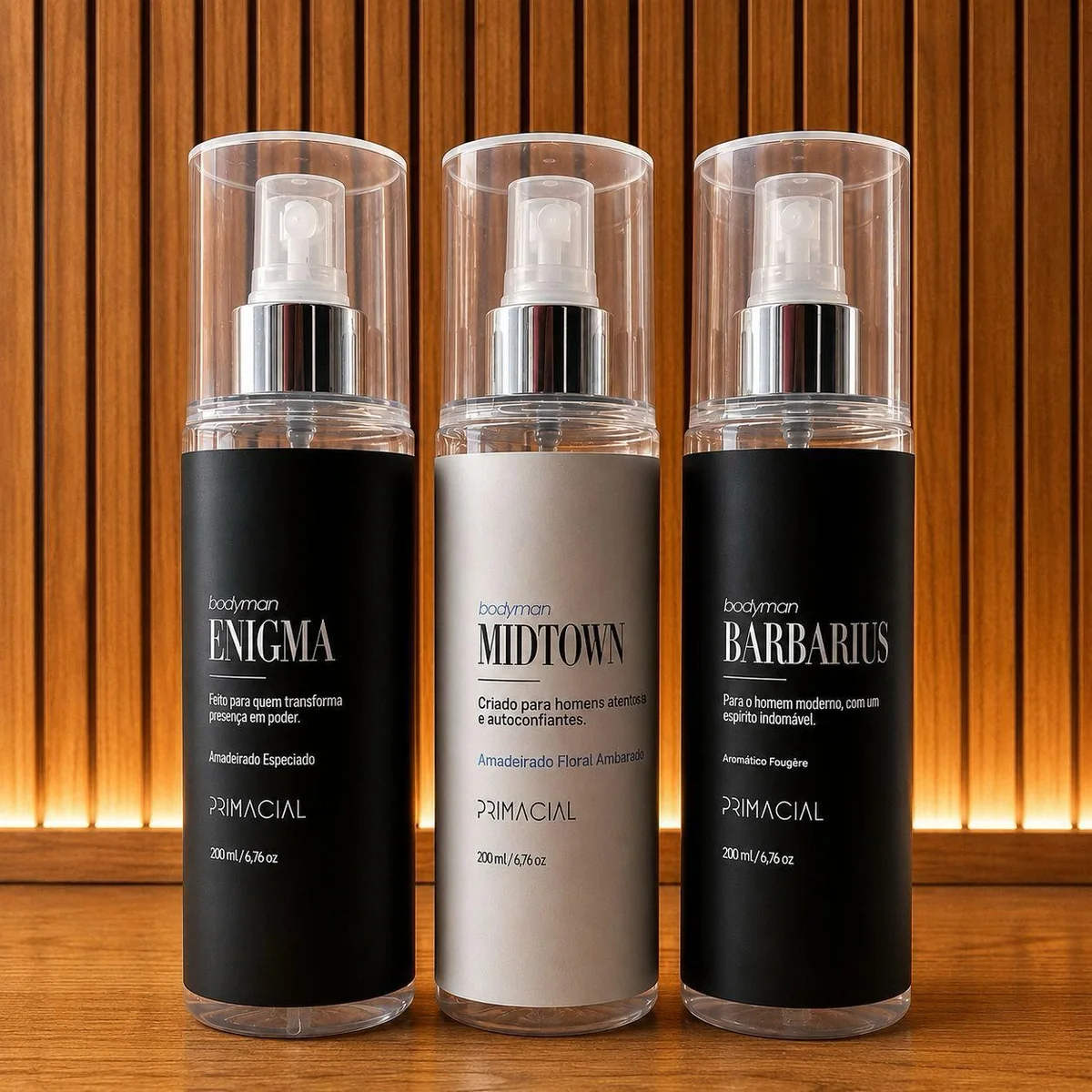 Kit Body Splash Masculino Barbarius + Enigma + Midtown 200ml