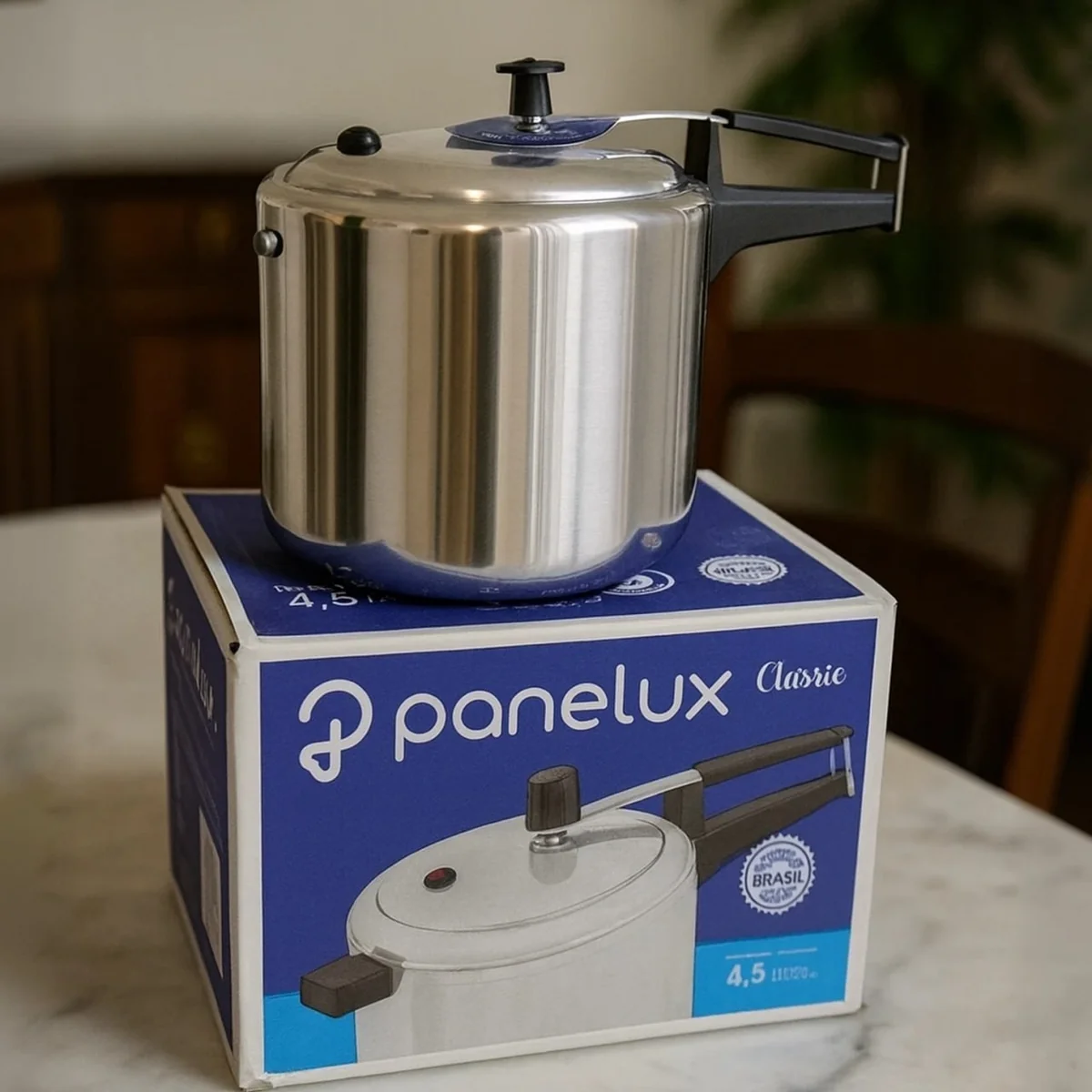 Panela De Pressão 4,5 Litros Alumínio Polido Panelux Classic Cor Cinza