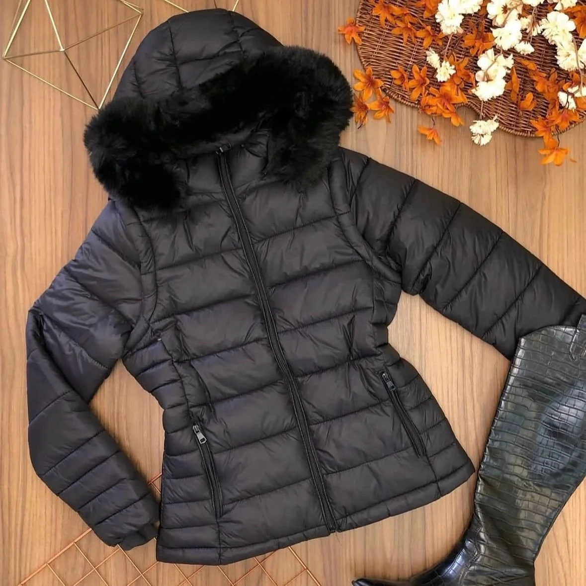 Jaqueta Puffer Feminina Forrada Pelucia Bobojaco