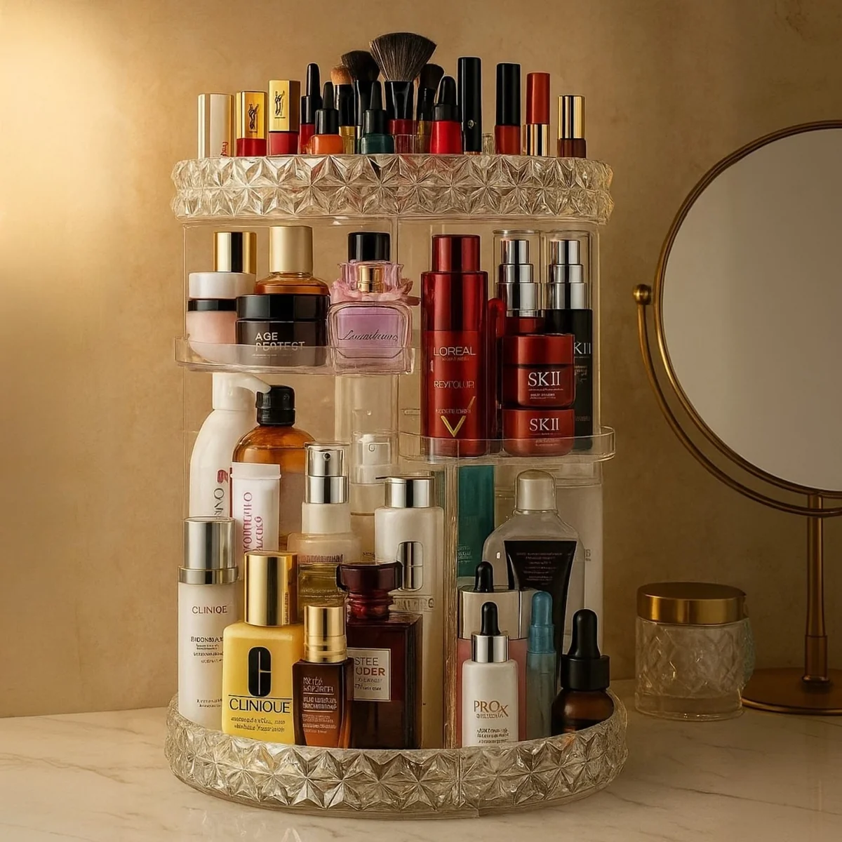 Organizador Cosméticos Acrílico Giratório Ajustável