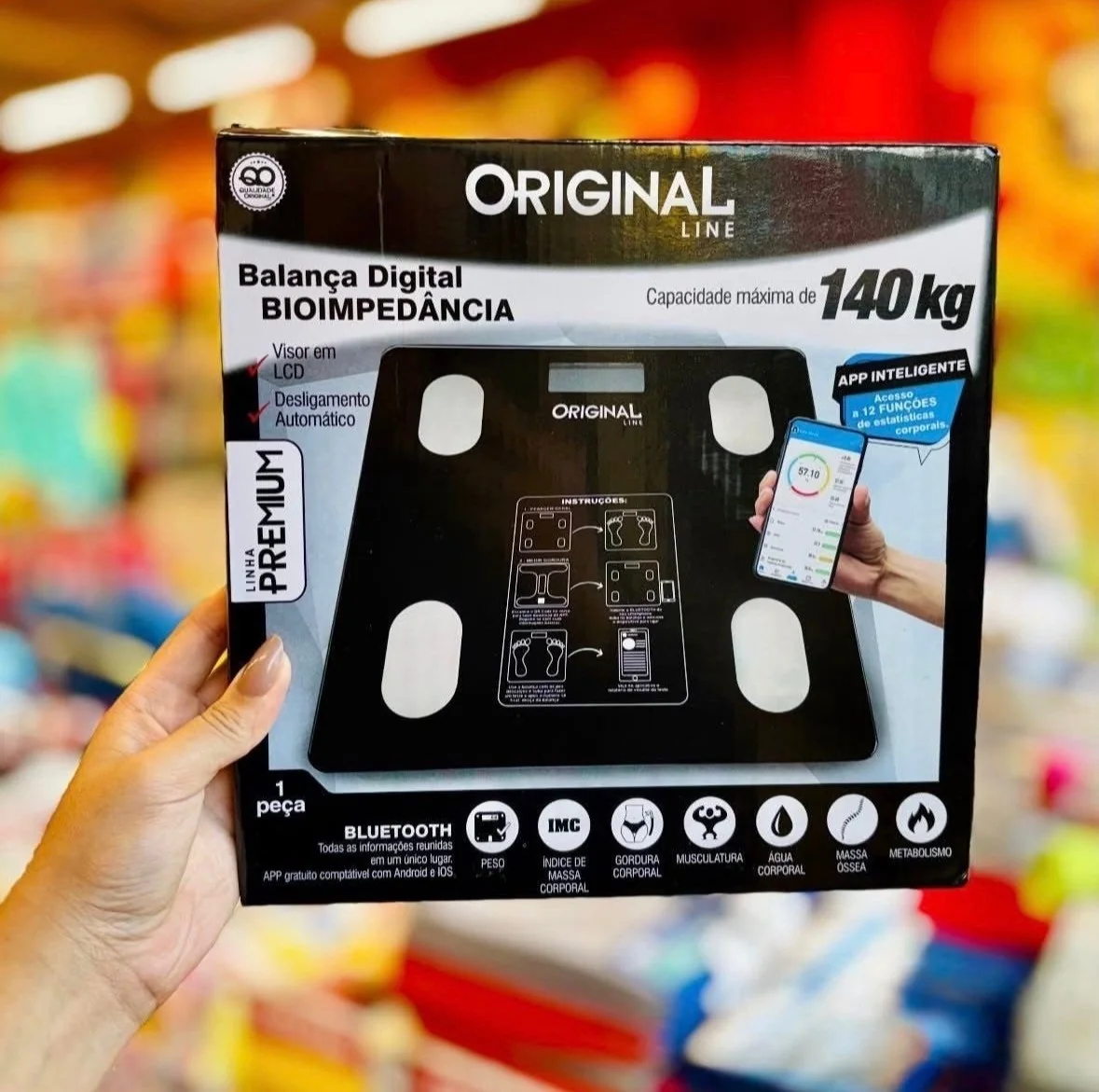 Usb Balança Digital Corporal Bioimpedância, Aplicativo Fitne Preto 3v