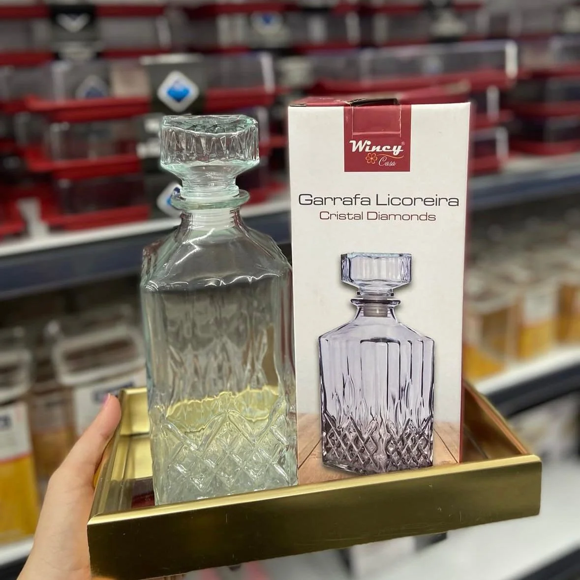 Garrafa Licoreira Vidro Cristal 1 Litro Whisky Licor Decanter Luxo