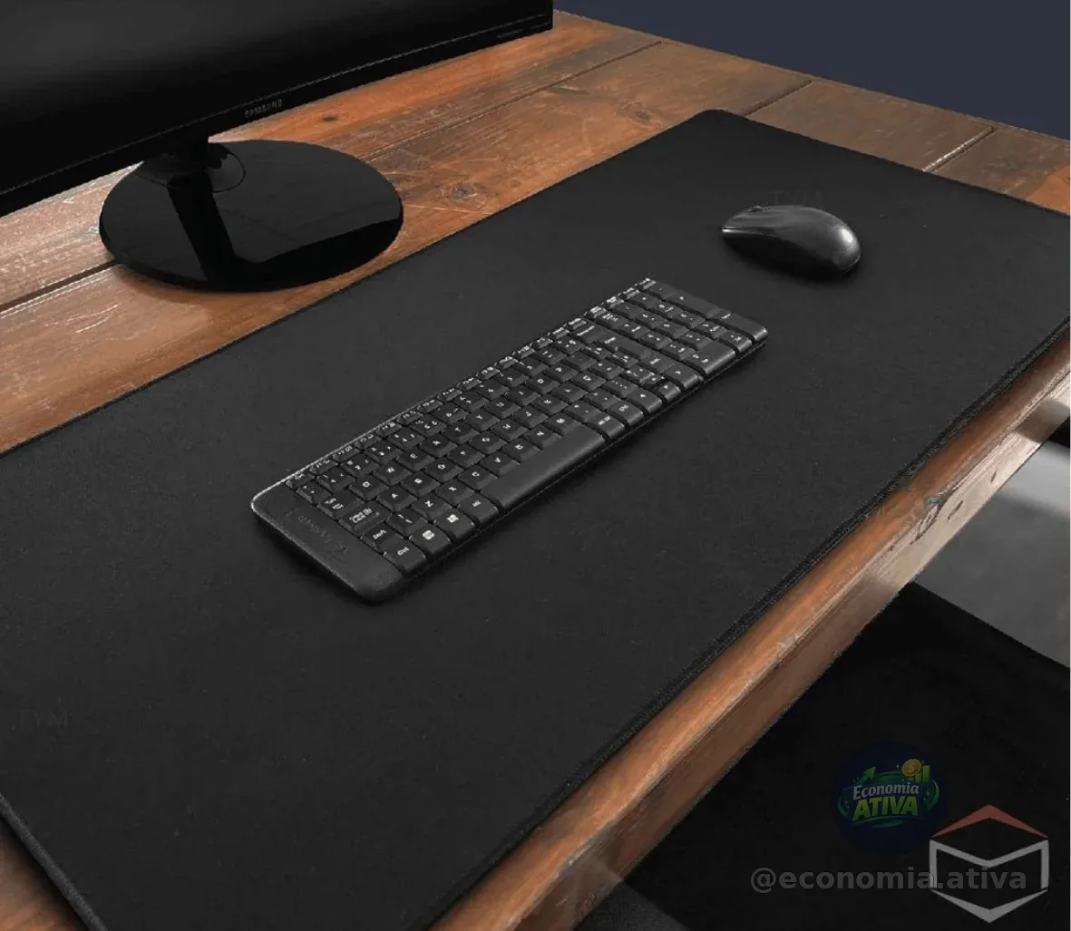 Mousepad Gamer Preto Sem Desenho Extra Grande 90 X 40 Cm