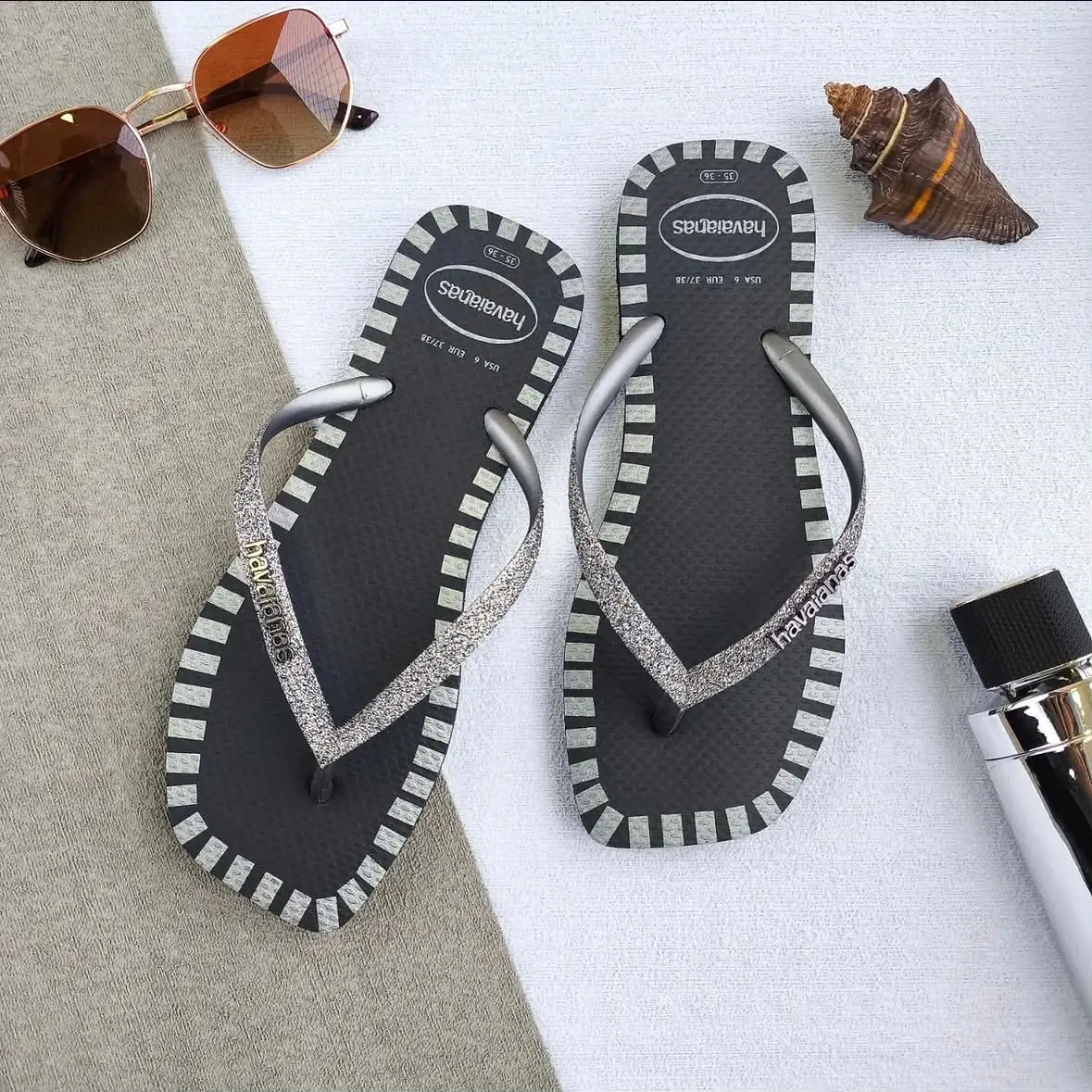 Sandália Slim Square Glitter Contour Havaianas