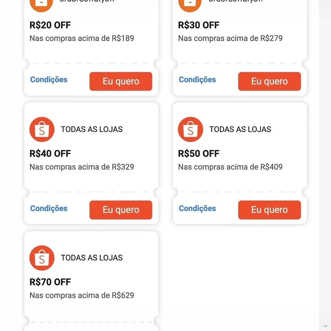 NOVOS CUPONS SHOPEE Todas as lojas