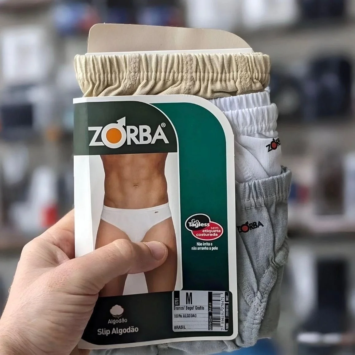 Kit Com 10 Cuecas Slip 100% Algodão Zorba Lisa Denim M