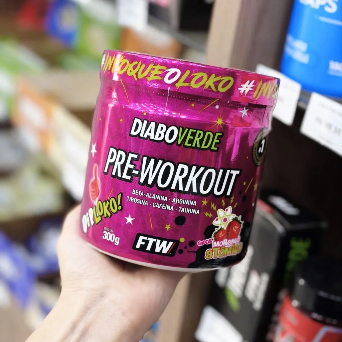 Suplemento Em Pó Pre Treino Dip Loko! 300g Ftw Diabo Verde
