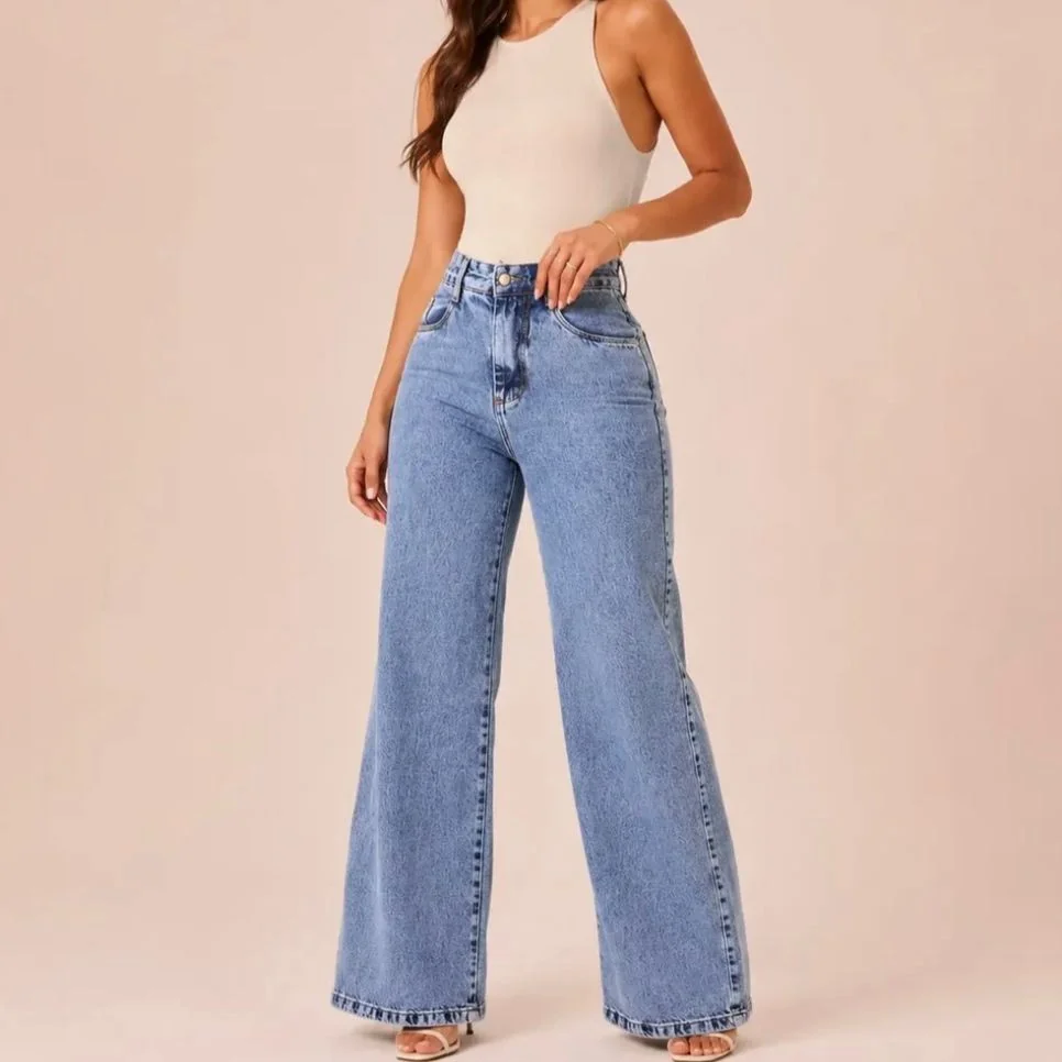 Calça Jeans Pantalona Wide Leg