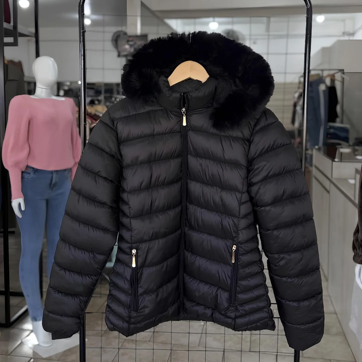 Jaqueta Puffer Feminina Forrada Pelucia Bobojaco